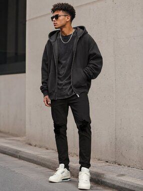 New Mens Syndicate Distressed All Black Jeans - 34